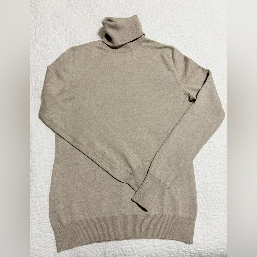 Banana Republic Women Turtleneck Sweater, Heather oatmeal, S
